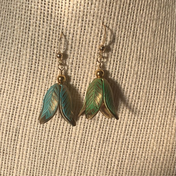 14K gp. Bell flower. 14k go ball and ear wire.Handmade - Picture 6 of 6